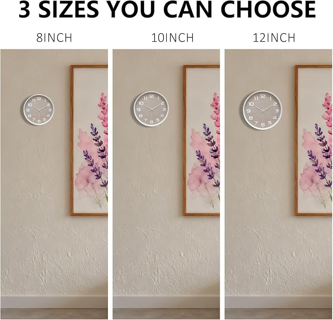 Modern Wall Clocks Battery Operated, 12 inch Silent Non Ticking Analog Clock with Large Numbers Burlap Texture Face, Tempered Glass Decorative Wall Clocks for Living Room Bedroom Kitchen Gym