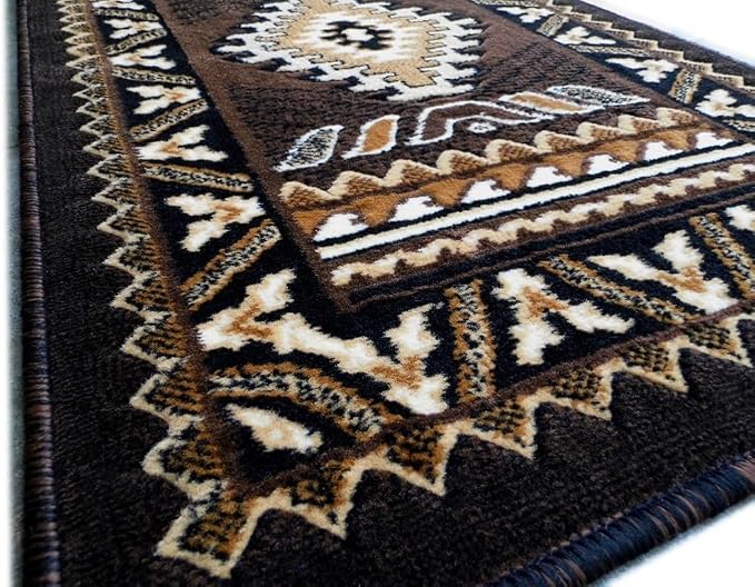 YHSF South Western Area Rug for Living Room, Bedroom, Kitchen & More - Easy Clean, Soft & Durable Native American Tribal Rug - Stain-Proof, Non-Slip Runner for Home Decor - Chocolate Brown, 2' x 3'4" | Easy-Clean, Soft & Durable Tribal Rug for Living R...