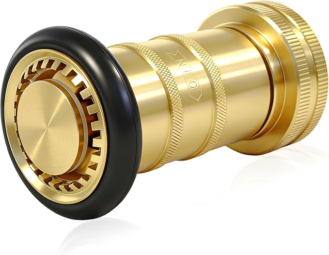 Happy Tree 1-1/2" NPSH Brass Fire Hose Spray Nozzle 85 gpm Fire Equipment Heavy Duty Industrial Jet Fog Nozzle 100 psi