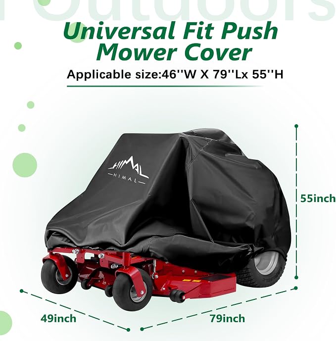 Himal Outdoors Zero Turn Mower Cover, Heavy Duty 600D to 60" | Water-Resistant Coating,Polyester Oxford, UV Protection, Universal Fit, Drawstring & Cover Storage Bag, Mower Protector