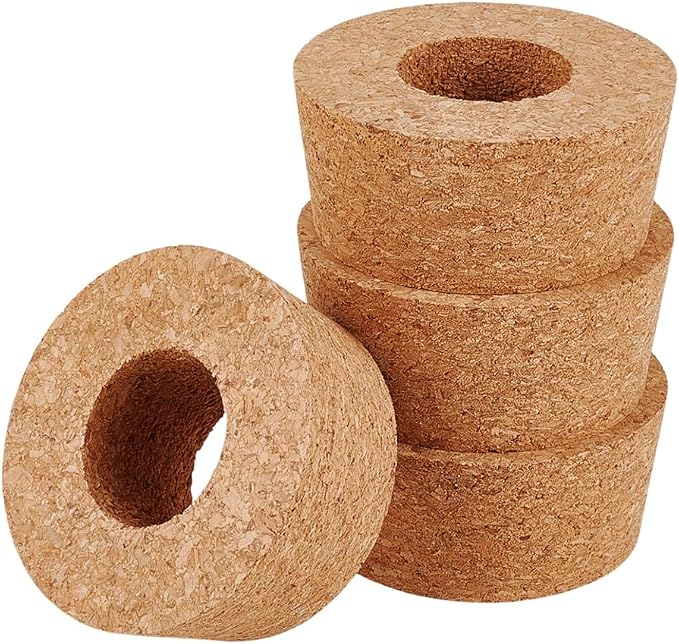 OLYCRAFT 4 Pack Cork Lids for Glass Planters 2.3~2.6 Inch Hydroponic Lids 1.2 Inch Thick Terrarium Cork Covers with 1.2 Inch Hole Natural Cork Stoppers for Hydroponic Plant Propagation Growing Vases