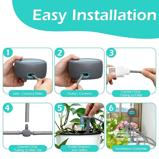 ZEEGO Automatic Plant Waterer for Up to 10 Potted Plants, No Faucet Required Drip Irrigation System, Battery or AC Powered Automatic Watering System for Indoor & Outdoor Gardens, Vacation Plant Care
