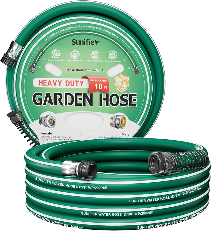 Short Garden Hose 10 ft – Hybird Water Hose Leader - Small Hose Extendsion, Heavy Duty Hose Extender for Lawn Watering, Car Washing - Burst 500 Psi (10 ft)