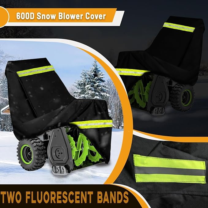 Chikia 600D 24-32 inch Snowblower Cover, 2-3 Snow blower Compatible with Toro,Ariens,EGO,C ubCadet,Troy-Bilt,Craftsman Ryobi Waterproof Outdoor with Windproof strap,Two Vents