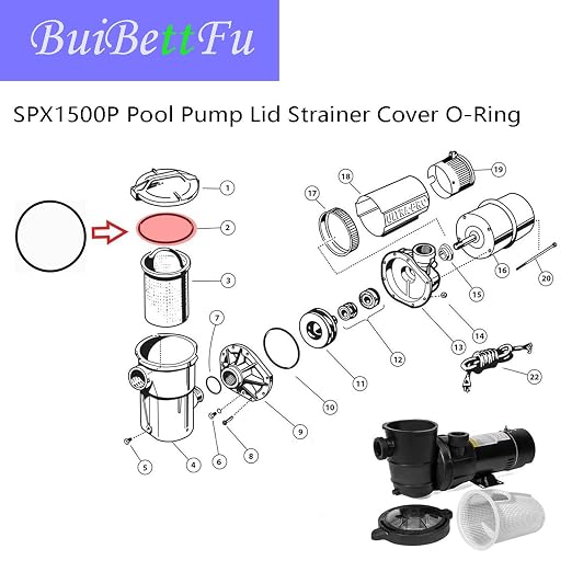 SPX1500P Pool Pump Lid Strainer Cover O-Ring for Select Hayward Pumps Fits Power-flo 1500, LX, 1700 Series (2/Pack), Black