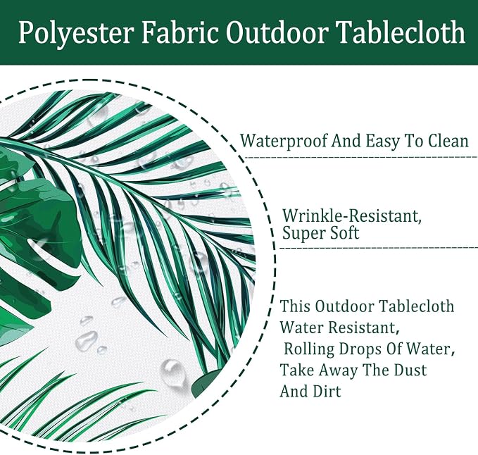 Outdoor Tablecloth with Umbrella Hole Umbrella Tablecloth Patio Tablecloths with Zipper for Courtyards, Terraces, and Beaches 60 x 84 in