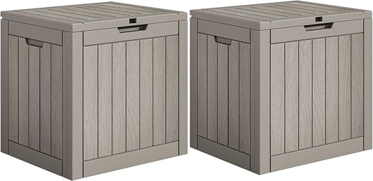 YITAHOME 30 Gallon Deck Boxes 2 Pack | Waterproof Outdoor Storage for Cushions, Tools & Pool Accessories, Resin Package Delivery for Patios, Gardens & Decks, Taupe