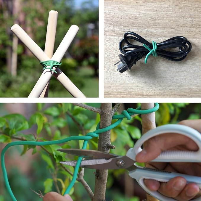 PGarden-EZ Heavy Duty Garden Plant Ties, 250 Feet Soft Twist Ties for Vines Tomatoes, Thick Green Zip Ties for Climbing Plants and Garden Twine