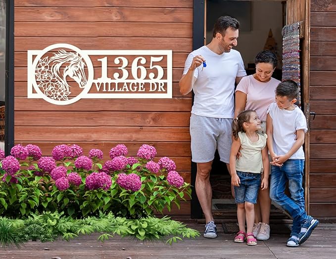 Custom Horse Hanging Address Plaque, Address House Number Large Metal Wall Sign, Outdoor Decor, Address Plaque Metal Decor, Yard Signs, Housewarming Present