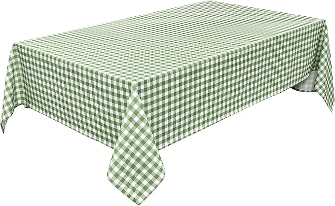 Classic Gingham Plaid Tablecloth Fabric - Rectangular 58x102 Inch Water Resistant Checked Table Cloth for Indoor/Outdoor Use - Table Cover for Kitchen, Picnics, Gardens, and Parties