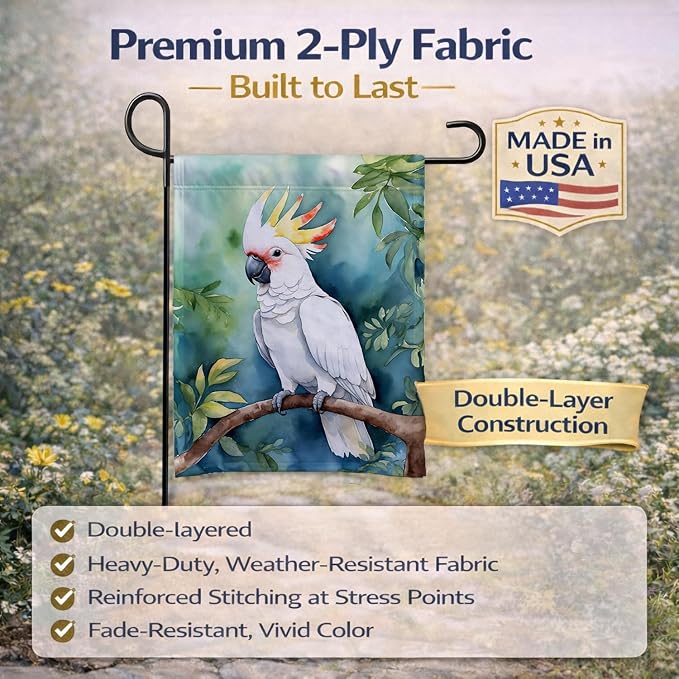 Caroline's Treasures Cockatoo Garden Flag Mailbox Flag Decorative Yard Flag Banner Outside Patio Artwork Yard Flower Beds, Garden Size, Multicolor