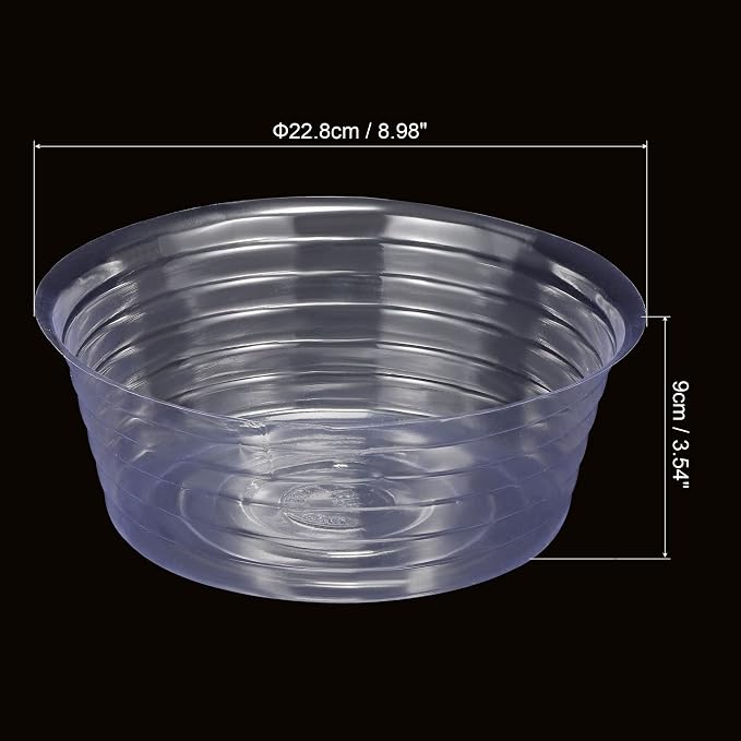 MECCANIXITY Plant Pot Saucer 9 Inch Plastic Round Flower Drip Tray for Indoor Outdoor, Clear Pack of 20