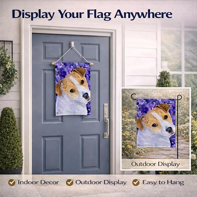 Caroline's Treasures SS8740GF Jack Russell Terrier Garden Flag Mailbox Flag Decorative Yard Flag Banner Outside Patio Artwork Yard Flower Beds, Garden Size, Multicolor