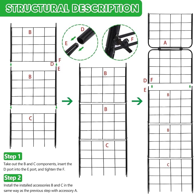 Amoskey Cucumber Trellis, Garden Trellis for Climbing Plants Outdoor, Foldable A-Frame Trellis, Cucumber Trellis for Raised Bed for Cucumbers, Peas, or Tomatoes (Black, Small Grid)