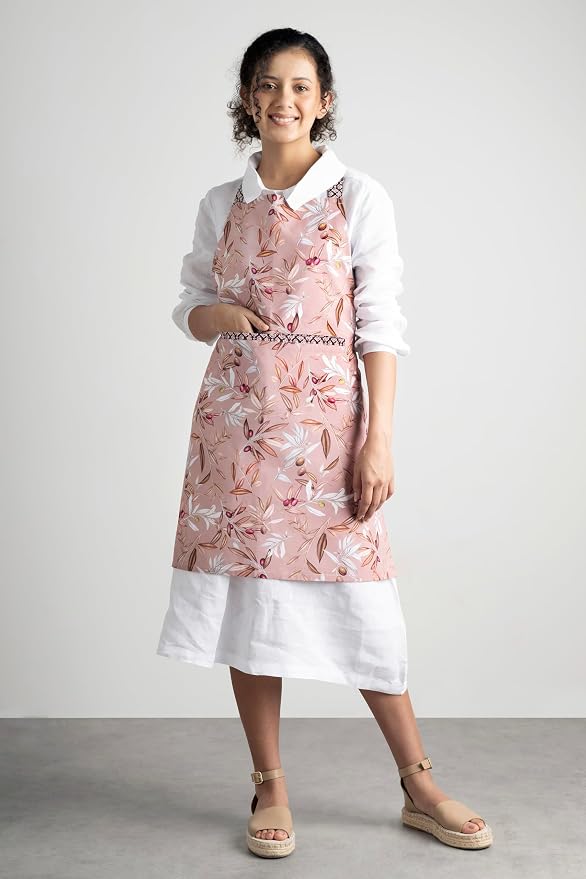 Maison d' Hermine Aprons for women with Pocket 100% Cotton (27.50"x31.50") | Adjustable Neck Strap & long ties Apron Men Chef Wedding Cooking Gardening Server Maid