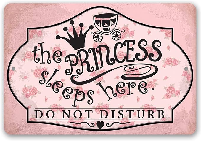 Metal Sign - The Princess Sleeps Here - Durable Metal Sign - Use Indoor/Outdoor - Makes a Great Girl's Room Decor Under $20 (8" x 12")