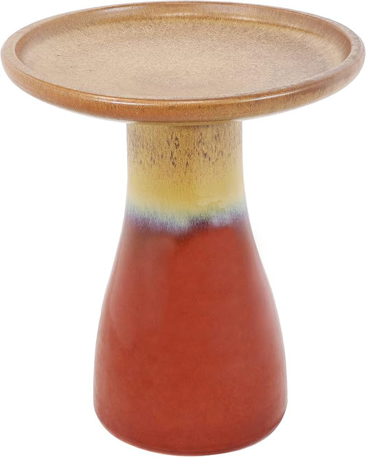 Sunnydaze 21" H Ceramic Bird Bath for Outside - Hand-Painted Outdoor Bird Bath Bowl, UV/Frost-Resistant Finish - Lemon Cognac