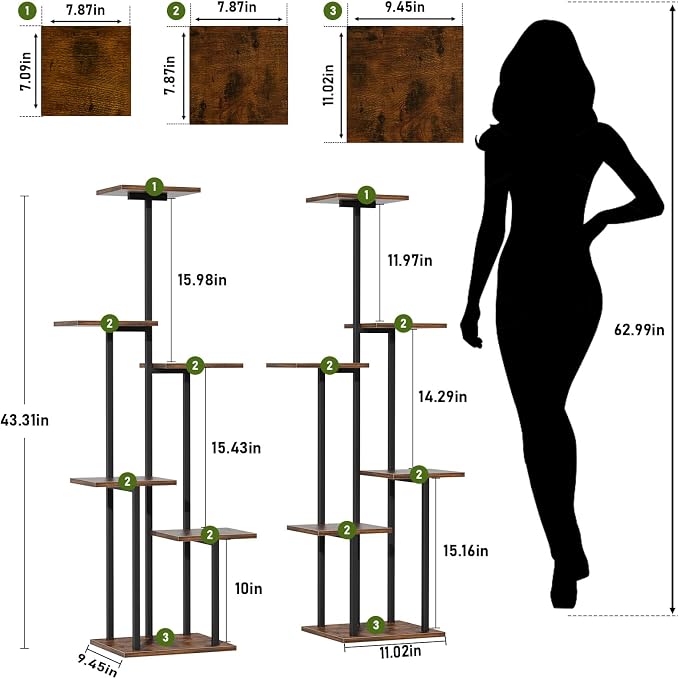 Plant Stand Indoor with Grow Light - 2 Pack Metal Plant Shelf for Indoor Plants Multiple, 6 Tiered Corner Plant Stand Shelves, Plant Rack Display Flower Holder for Living Room Patio Balcony Décor
