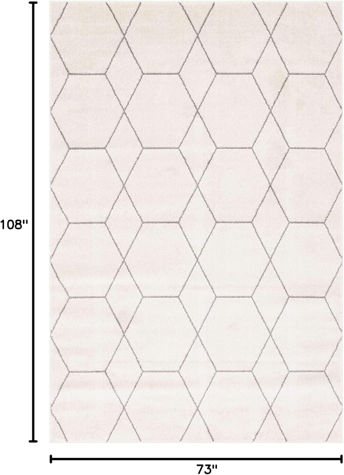 Unique Loom Trellis Frieze Collection Area Rug - Geometric (6' 1" x 9', Ivory/ Gray)