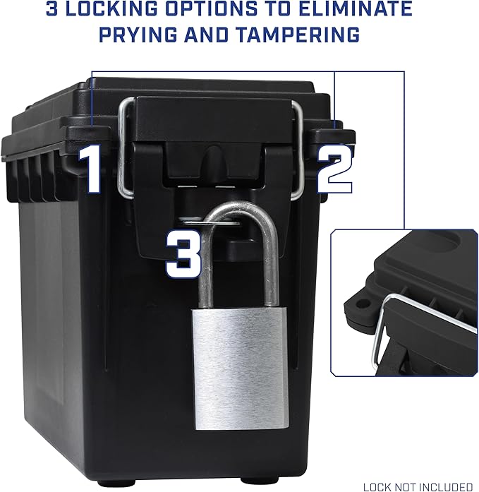 Sheffield Ammo Box Made in USA, Stackable Lockable Ammo Storage Box, Black | 2 Pack Lockable Storage Box, Water and Dust Resistant Dry Box, Secures Hunting Gear, Gun Accessories, Supplies, and Bullets
