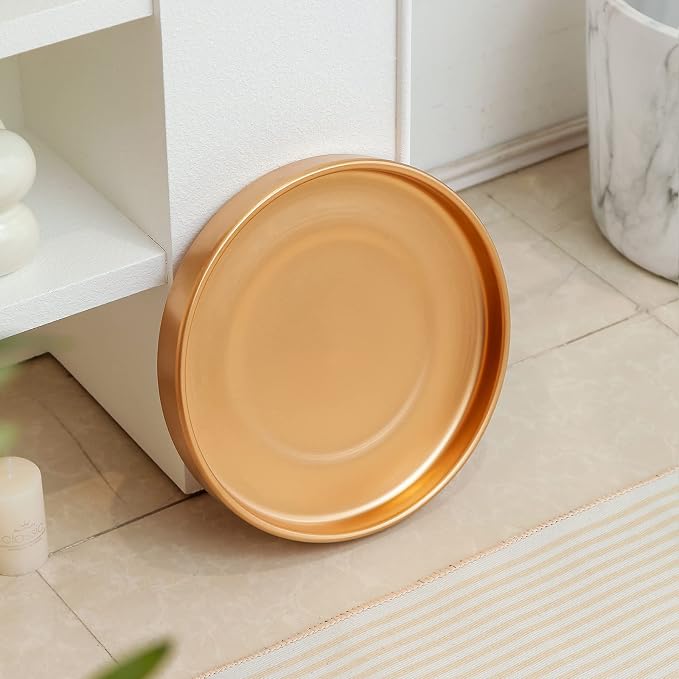 Ceramic Saucer 9 inch Round Saucer for Succulent Planter | Planter Tray (Gold, 9 inch)