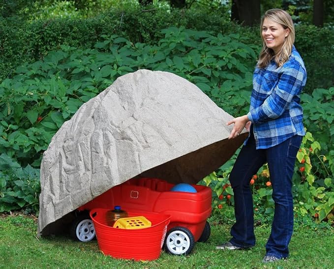 EMSCO Group 2372-1 Natural Sandstone Appearance – Extra Large Lightweight – Easy to Install Fake Rock Landscape Boulder | Sandstone, Extra Large Boulder Size, Decorative Landscape Rock Cover, Covers Well Pumps, Sprinkler Valves & Yard Utilities