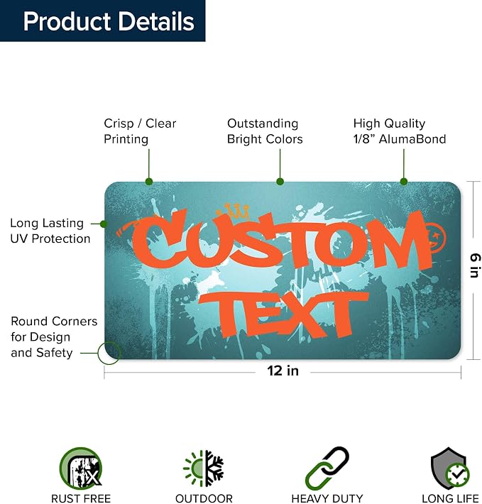 Custom Sign, Custom Street Sign, 11 Font Colors, 13 Font Styles, 4 Hole Options, 22 Sizes, 6x12 Inches, Rust Free DiBound, Fade Resistant, Made in USA by My Sign Center (Graffiti)