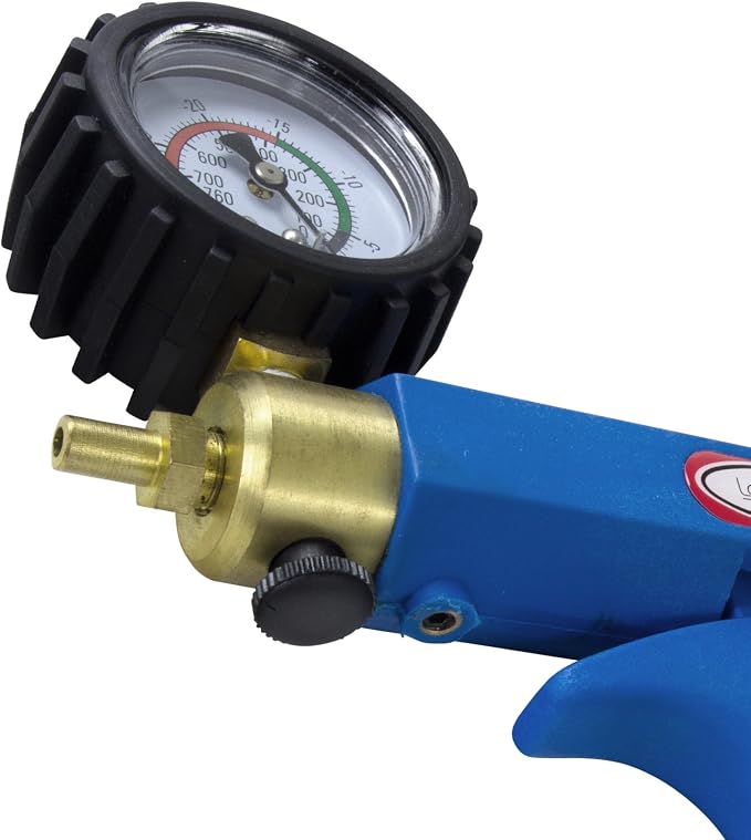 LeLuv Penis Pump Maxi Blue Handle + Protected Gauge - Bundle with Clear Hose, Silicone Donut Seal - 12 inch Length x 2 inch Diameter Cylinder