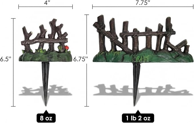 Lulu Decor, 100% Cast Iron Fairy Garden Fence Garden Decor Fairy Garden Accessories (4 Pc)