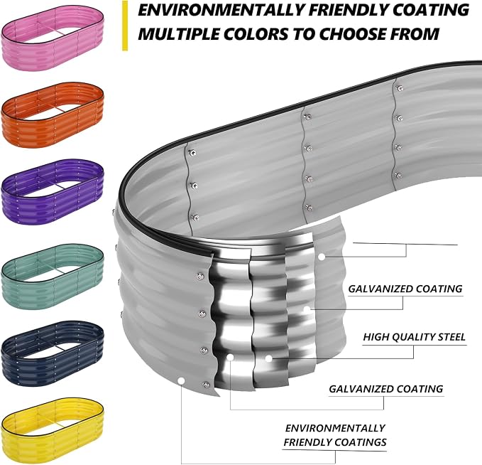 ZFHgarden Galvanized Planter Outdoor Galvanized Metal Planter Round Raised Garden Bed Kit for Gardening Outdoor 1PC Gray 2X2X1FT