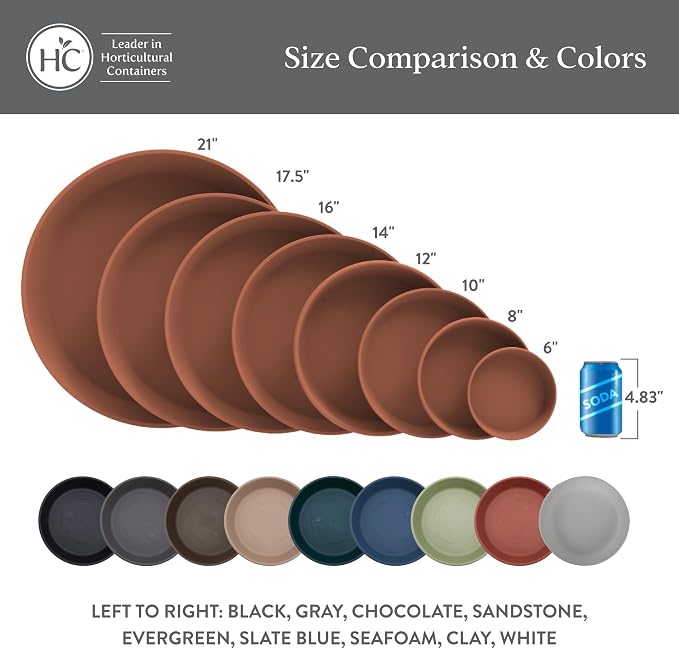 The HC Companies Flower Pot Saucers - Plastic Plant Saucer for Outdoors & Indoors - Traditional Design Plant Pot Trays for Water Drainage - Durable & Stylish Round Plant Tray (10-inch Seafoam)