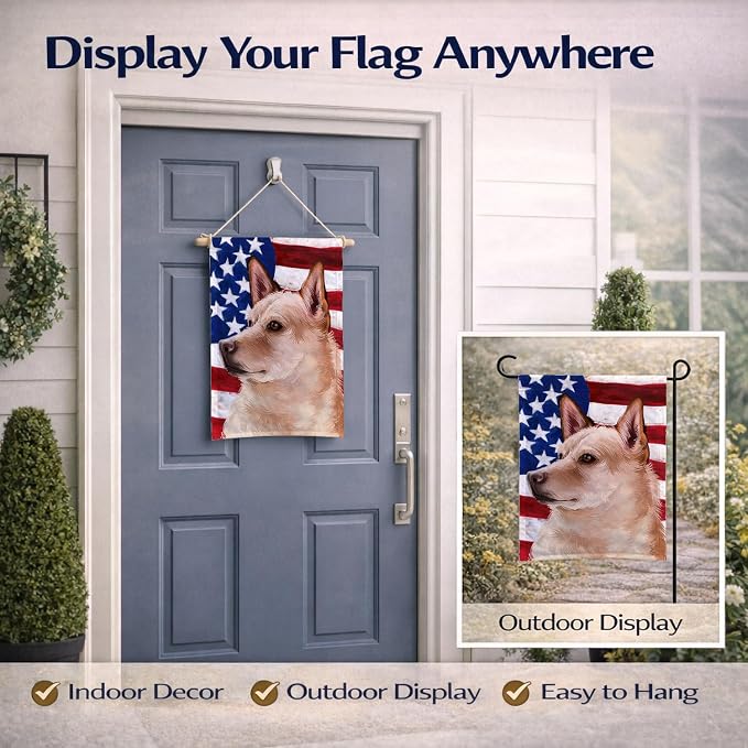 Caroline's Treasures CK6472GF Canaan Dog American Flag Garden Flag Mailbox Flag Decorative Yard Flag Banner Outside Patio Artwork Yard Flower Beds, Garden Size, Multicolor