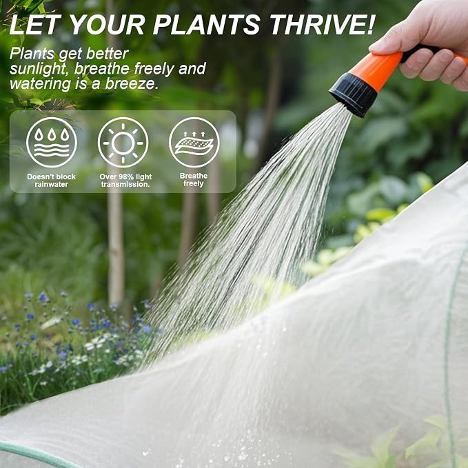 Garden Netting Kit, Garden Hoops 6Pcs 37.4" x 27.5" +10x33FT Garden Mesh Netting Barrier Bird Barrier Protection Net Vegetable Fruit Plant Cover