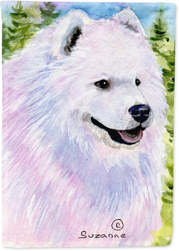Caroline's Treasures SS8755GF Samoyed Garden Flag Mailbox Flag Decorative Yard Flag Banner Outside Patio Artwork Yard Flower Beds, Garden Size, Multicolor
