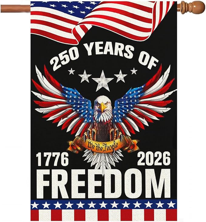 250 Anniversary Usa Garden Flags for Outside, 250 Anniversary USA Flag 1776-2026 Commemorative 4th of July Decorations Outdoor Yard Sign Banner Patriotic Decorations Double Sided Waterproof Flag with Eagle Design 250 Year American Flag 28x40 Inch