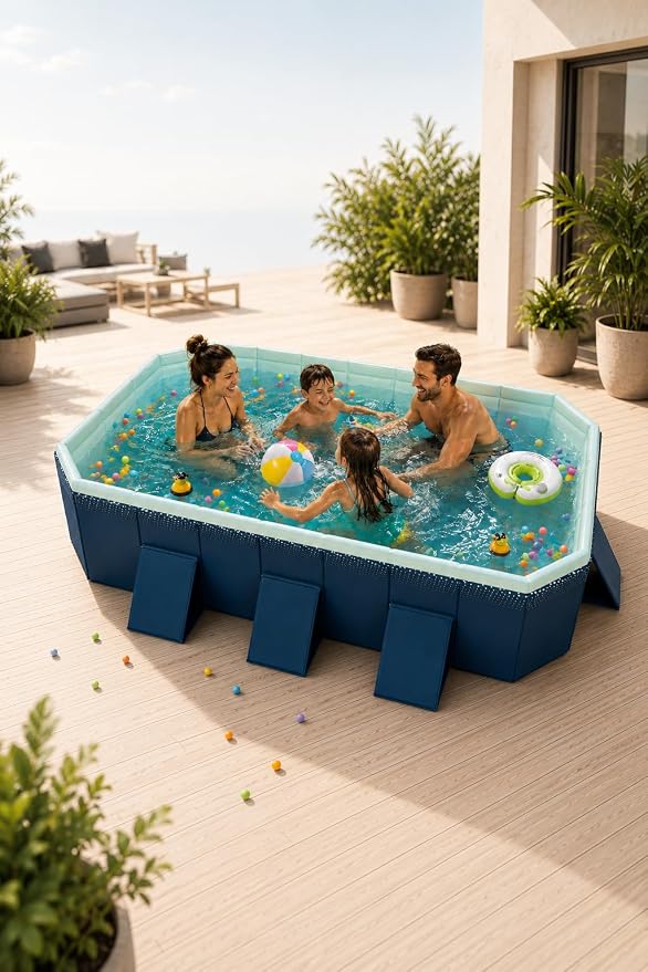 Non-Inflatable PVC Folding Swimming Pool Capacity Outdoor & Indoor Portable Pool for Patio, Garden, Yard, Adult & Family Summer Relaxation(82.67 Inch)
