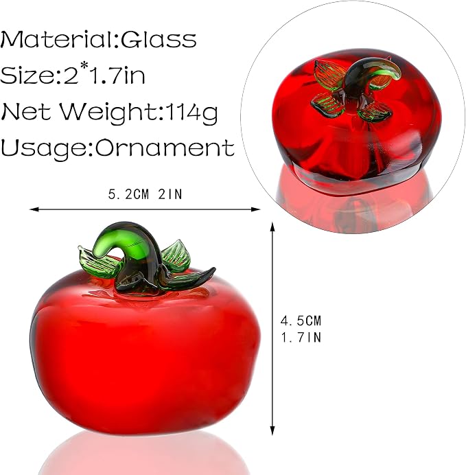 6pcs Hand-Blown Glass Ornaments Hanging Glass Gazing Balls and Glass Red Tomato Figurine