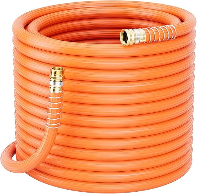 SPECILITE 3/4'' Heavy Duty Rubber Garden Hose 200FT, 1300psi Burst, 450psi Working, Hot/Cold Water Hose, -50℉ -170℉, 5 Layered Pipe, UV Resistant, 3/4" Brass Fittings for Outdoor, Agriculture