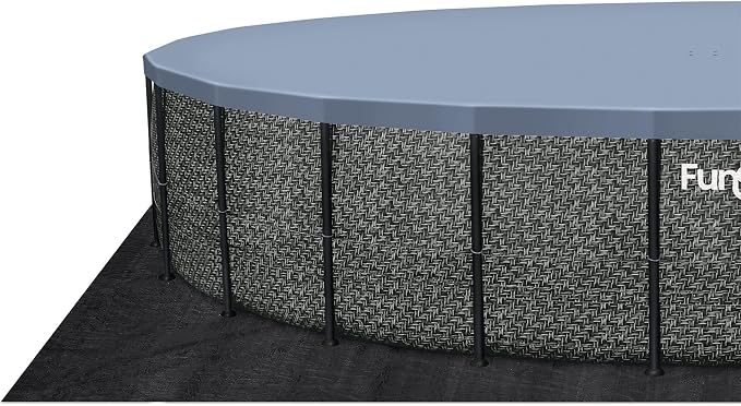 Funsicle Oasis Designer 24' x 52" Round Above Ground Swimming Pool, with 12" Sand Filter Pump, Ladder, Maintenance Kit, Cover, Ground Cloth & Repair Patch, Dark Herringbone | With 12" Sand Filter Pump, Ladder, Maintenance Kit, Cover & Repair Patch, Dar...