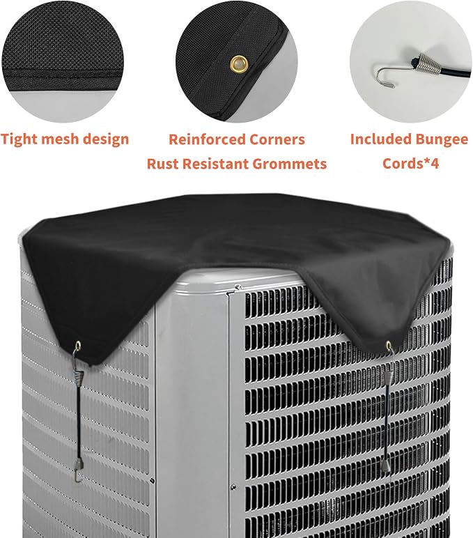 Qualward Air Conditioner Covers for Outside Units, AC Cover for Outdoor Central Unit Top Heavy Duty Water-Resistant Fits Up to 36 x 36 Inch, Black