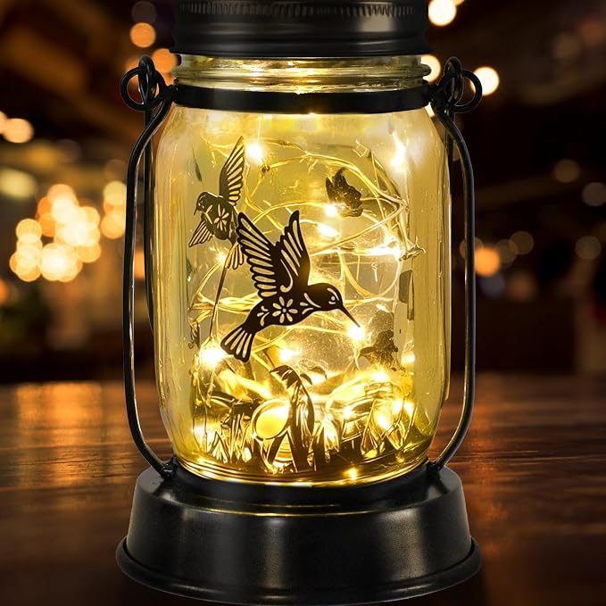 kyoryuger Hummingbird Gifts for Women/Mom/Grandma Hummingbird Solar Lanterns Mom Birthday Bird Lovers Lantern Birds Light Solar Garden Decoration for Yard, Patio,Porch Torches, Home Decor
