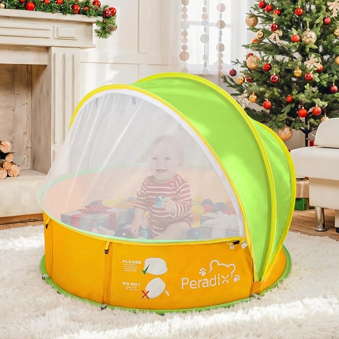 Peradix Paddling Pool for Kids & Pets Infant Ball Pit Tent, Portable Baby Beach Tent, 4-in-1 Pop Up Pool Tent with UV Adjustable Canopy, Indoor/Outdoor Playpen Foldable Toys for Child Summer 2026