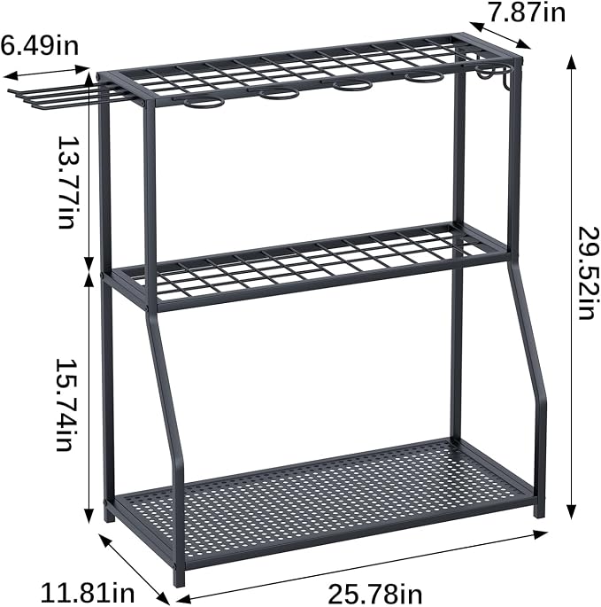 Organizer Yard Tool Storage Rack,Garden Organizer,Steel Yard Tool Racks To Store Long-Handled Tools,Tool Holder For Garden,Shed,Outdoor,Black