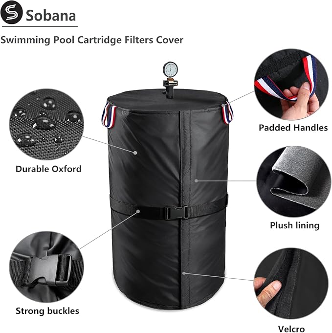 Pool Filter Cover with Plush Linner, 600D Waterproof Oxford Fabric Pool Equipment Cover, Suitable for Most Filters on Market(Universal Style)