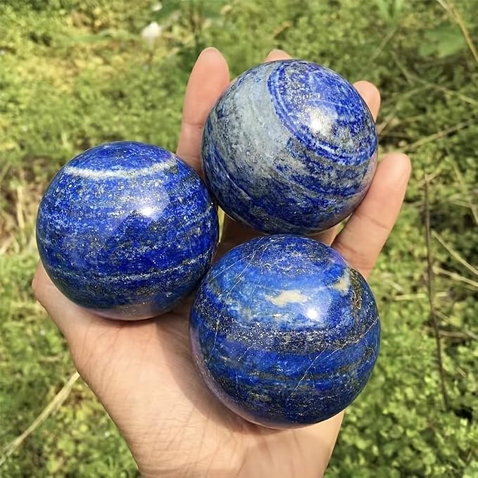 1.97-2.36inch/5-6cm Natural Lapis Lazuli Crystal Sphere with Stand, Hand Polished Divination Stone Ball, Reiki Healing Gemstone Sphere, Home Desktop Decor Ornament, Collectible Gift