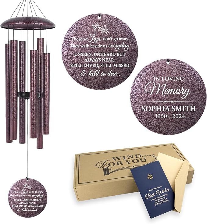 ASTARIN Personalized Wind Chimes Memorial, Sympathy Wind Chime Sorry for Your Loss Gifts, in Memory of Loved One Gift for Women Friend Loss of Husband Wife(Produced in Texas)