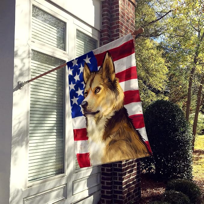 Caroline's Treasures CK6509CHF East Siberian Laika Dog American Flag House Flag Large Porch Sleeve Pole Decorative Outside Yard Banner Artwork Wall Hanging, Polyester, House Size, Multicolor