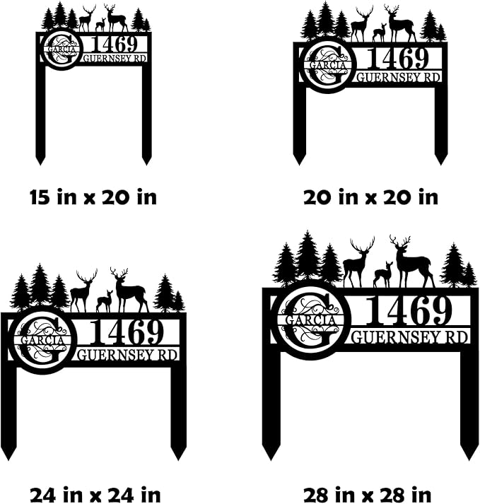 Personalized Deer Wildlife Decor for Outdoors, Custom Yard Address Sign with Metal Stake, Address House Number Signs with Last Name, Housewarming Gift