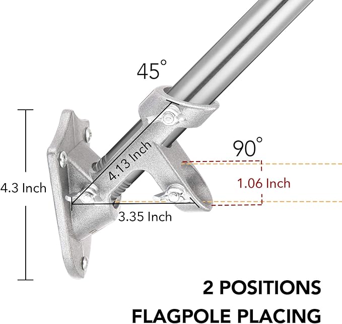 Yeesun Flag Pole for House with 3x5 American Flag, 6 FT Wall Mount Flag pole with Bracket for Home Porch,Outdoor deco.Residential or Commerical Tangle Free Flag Pole Kit (Silver)