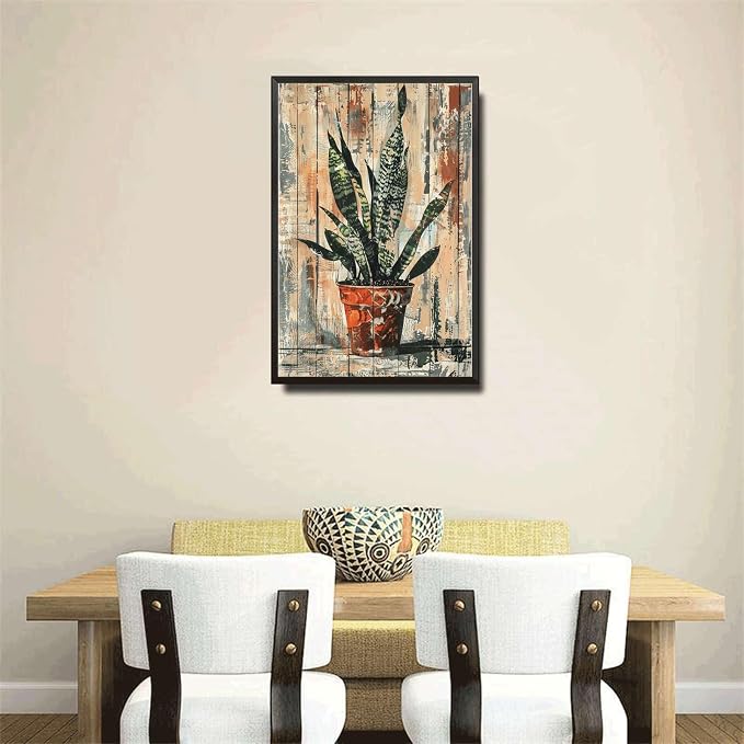 Metal Sign Tin Sign Vintage Wall Art Vintage Snake Plant Tin Sign for Shabby Chic Elements Distressed Wood Art and Robust Plant Di Garden Tin Sign for Home Decor 8×12 Inches with Metal Frame